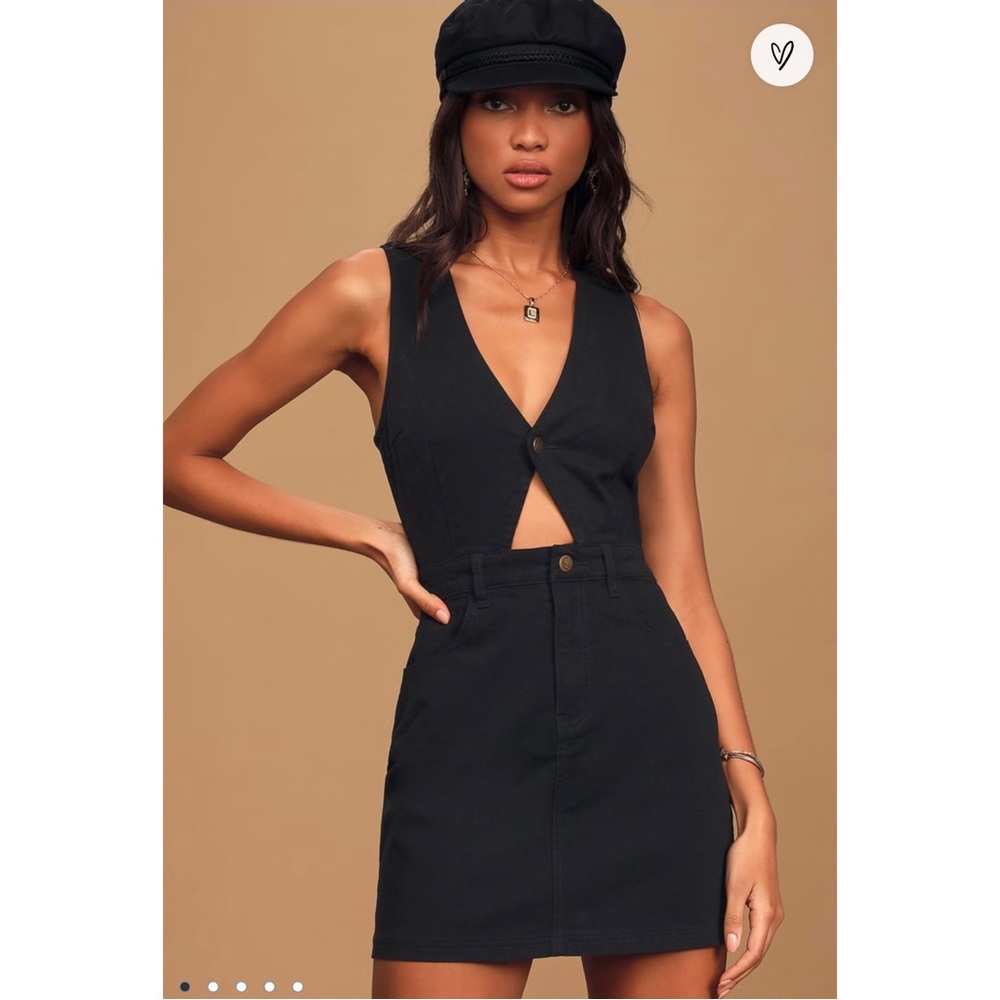 Lulu's - Minxy Black Denim Cutout Dress - SZ Large